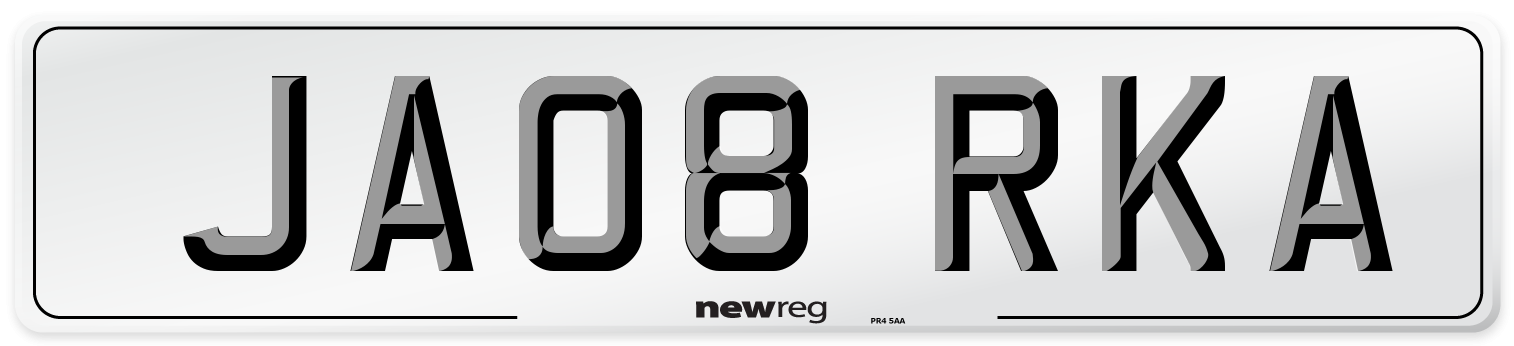 JA08 RKA Number Plate from New Reg